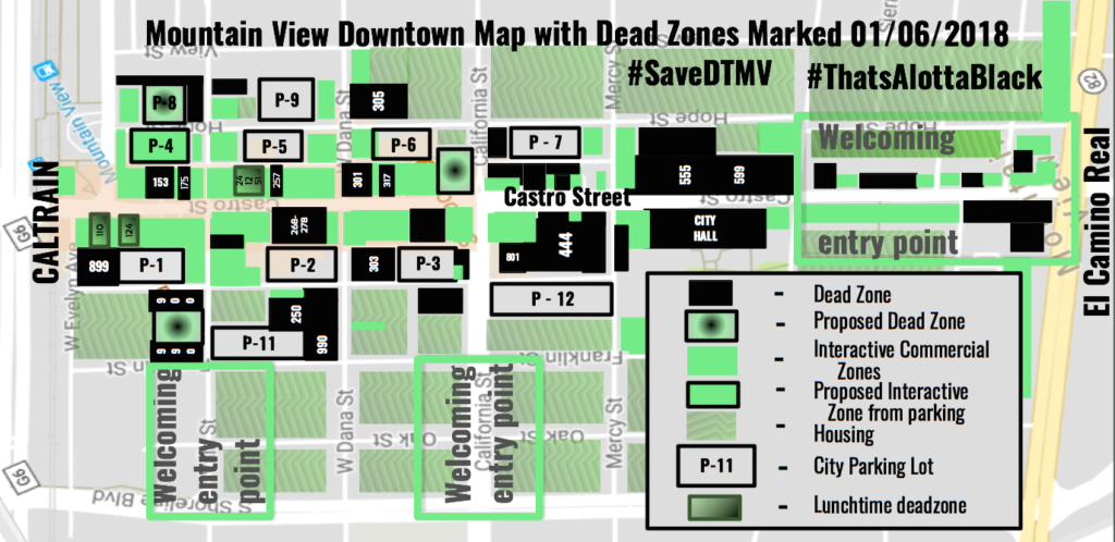 Deadzones in black: Mountain View's downtown